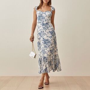 Reformation Nikita Dress Pompadour Blue Bird Floral